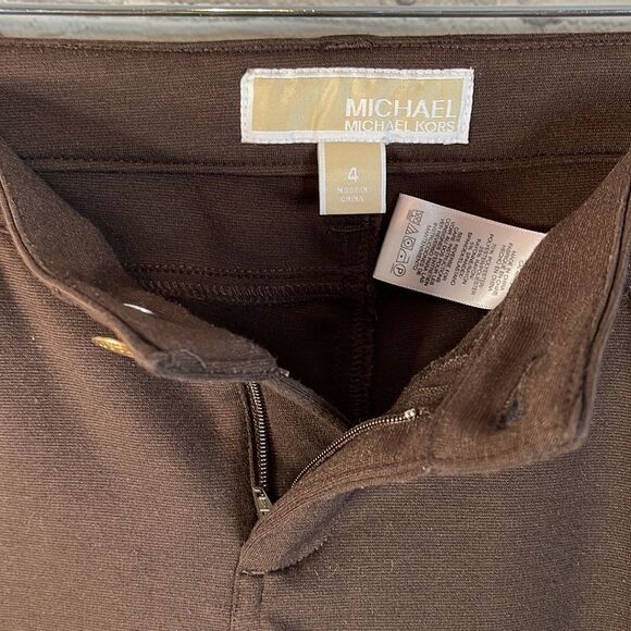 Michael Kors Brown Polyester Stretch Pants, size 4P, - Picture 4 of 6